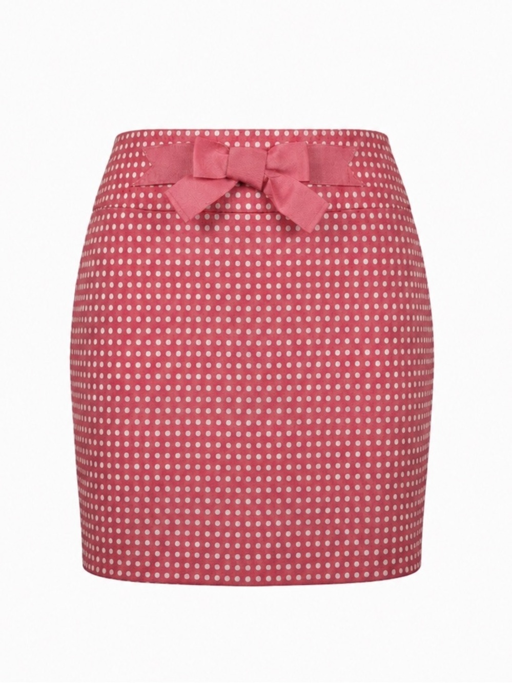 LOFT Pink Polka Dot Bow Waist Pencil Skirt Cotton Blend Size 6